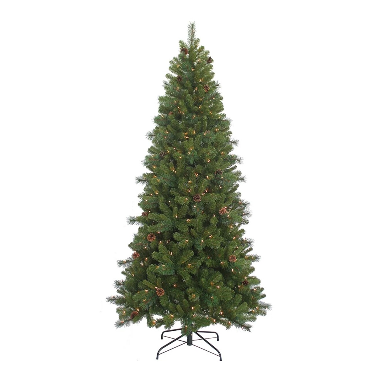 KSA 7.5' Pre-Lit Slim Burlington Spruce Artificial Christmas Tree, Clear Lights